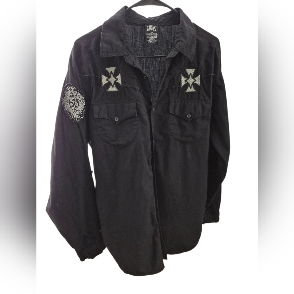 Stylish Black Embroidered Shirt Jacket